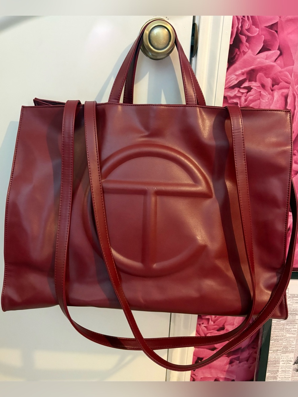 Telfar Burgundy Tote Bag - Picture 6 of 12